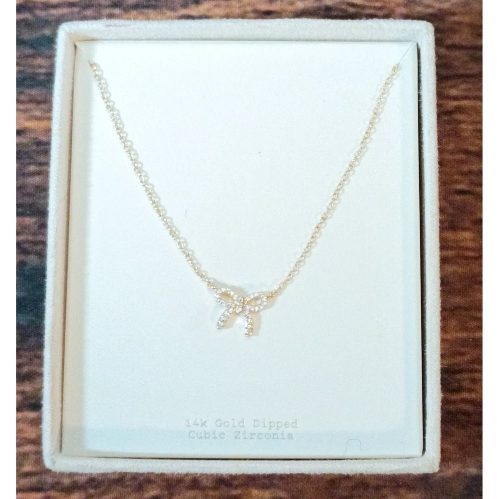 Target 14k Gold Dipped Cubic Zirconia Bow Pendant Necklace NNB688425G-Z Gold